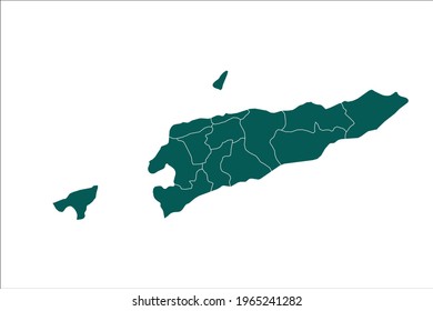 East Timor map Olive green Color on White Backgound