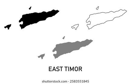 east timor map in outline style, black color, gray color
