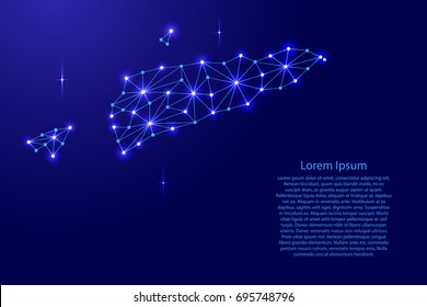 East Timor map of polygonal mosaic lines network, rays and space stars of vector illustration.