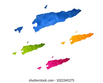 East Timor map - Set of geometric rumpled triangular low poly style gradient graphic background , polygonal design for your ,Vector eps 10.