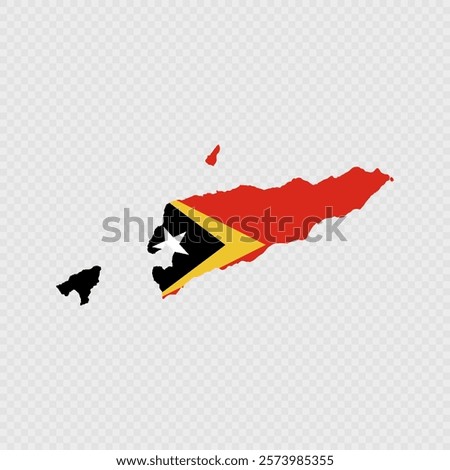 East Timor map silhouette with flag.