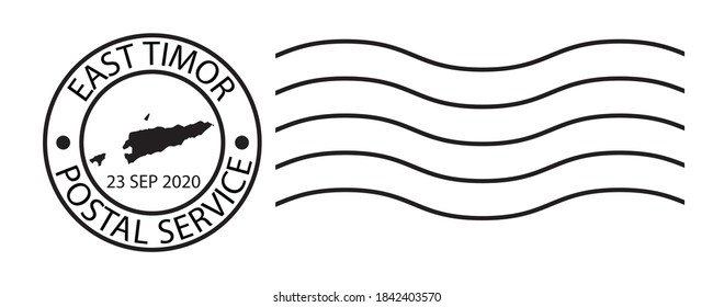 East Timor map symbol black color on post ink stamp
