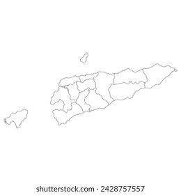 East Timor map. Map of Timor-Leste in administrative provinces in white color