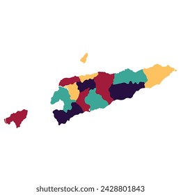 East Timor map. Map of Timor-Leste in administrative provinces in multicolor