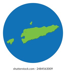 East Timor map. Map of Timor-Leste  in green color and blue globe shape