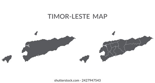 East Timor map. Map of Timor-Leste in grey set
