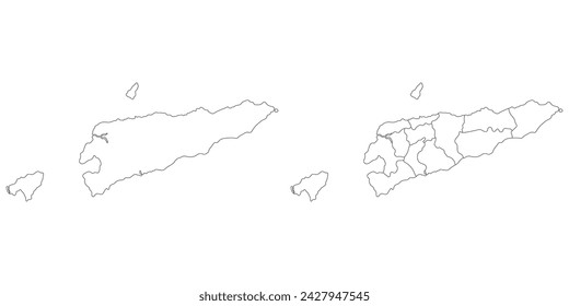 East Timor map. Map of Timor-Leste in white set