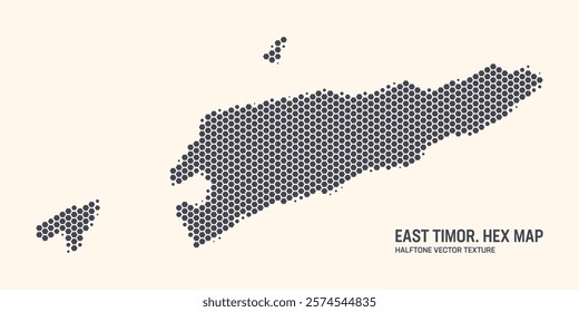 East Timor Map Vector Hexagonal Halftone Pattern Isolate On Light Background. Hex Texture in the Form of a Map of East Timor. Modern Technological Contour Map for Design or Business Projects