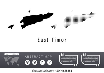 East Timor map vector set halftone dots black.