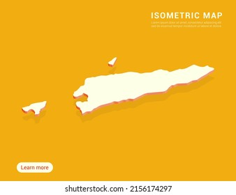East Timor map white on yellow background with 3d isometric vector illustration.