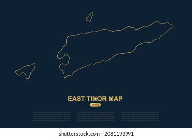East Timor Map - World Map International vector template with thin gold outline graphic sketch style isolated on dark background for card design, poster, banner - Vector illustration eps 10