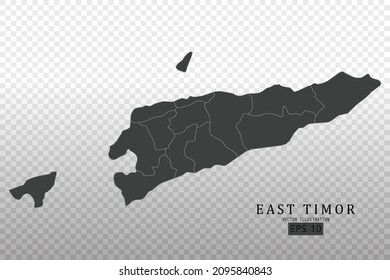 East Timor Map - World Map International vector template with High detailed including black and grey outline color isolated on transparent background - Vector illustration eps 10