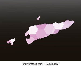 East Timor map-Purple map made of hexagon on black and gray background, gradient color. Vector illustration eps 10.