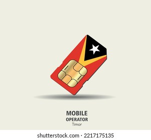 Timor Oriental. Tarjeta SIM de operador móvil con bandera. Ilustración del vector
