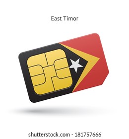 East Timor mobile phone sim card with flag. Vector illustration.