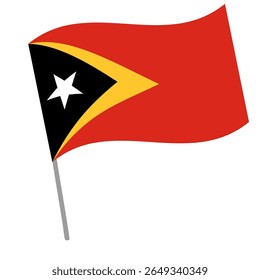 Bandeira nacional de Timor Leste salta com mastro
