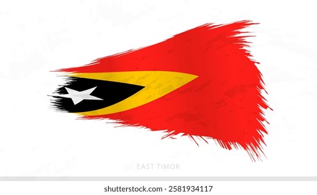 East Timor National Flag with Textured Brush Strokes. Artistic Brush Stroke Design.