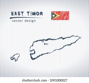 East Timor national vector drawing map on white background