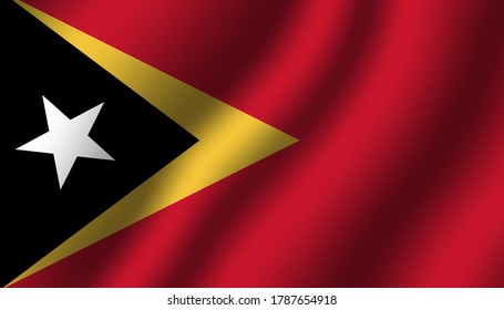 east timor national wavy flag vector illustration. textile fabric close up mode