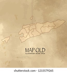 East Timor on the map of Balkans in soft grunge and vintage style, like old paper with watercolor painting. VectorEPS10