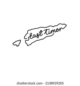East Timor outline map with the handwritten country name. Continuous line drawing of patriotic home sign. A love for a small homeland. T-shirt print idea. Vector illustration.