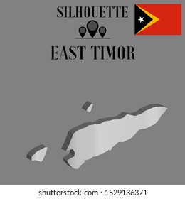 East Timor outline world map silhouette vector illustration, creative design background, national country flag, design element, symbols from countries all continents set. 