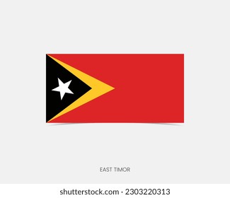 East Timor Rectangle flag icon with shadow.