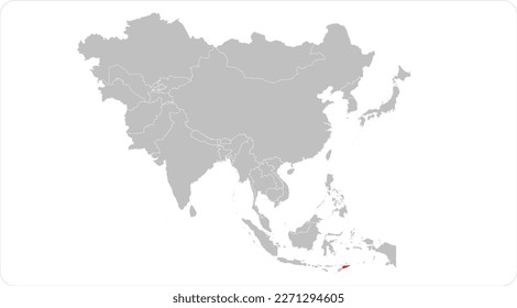 East Timor red highlighted in full map of ASIA, flat design illustration vector