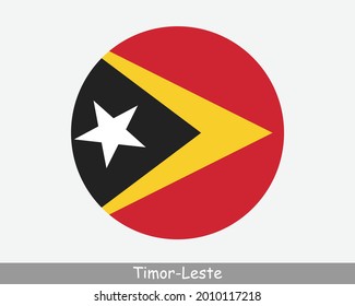 East Timor Round Circle Flag. Timor-Leste Circular Button Banner Icon. EPS Vector