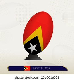 East Timor Rugby Ball on Rugby Kicking Tees with Modern Design. Illustration perfect for sports, national pride, and rugby-related projects.