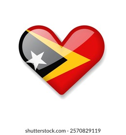 East Timor - Shiny Flag in the Form of Heart. Vector Illustration.