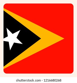 East Timor square flag button, social media communication sign, business icon.