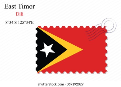 east timor stamp design over stripy background, abstract vector art illustration, image contains transparency