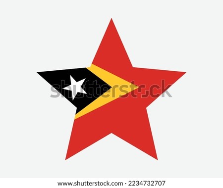 East Timor Star Flag. Timor-Leste Star Shape Flag. East Timorese Country National Banner Icon Symbol Vector Flat Artwork Graphic Illustration