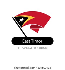 East Timor The Travel Destination logo - Vector travel company logo design - Country Flag Travel and Tourism concept t shirt graphics - vector illustration
