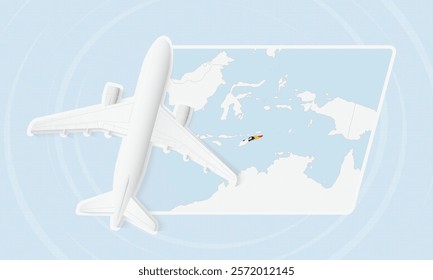 East Timor Travel Illustration with Plane and National Flag. Ideal for travel agencies, promotional materials, or geographic content related to East Timor.