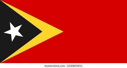 Ilustración de la bandera del Vector de Timor Oriental. Insignias oficiales con colores rojo, amarillo, negro y estrella blanca. Perfecto para proyectos culturales, históricos y geográficos. Ideal para el orgullo nacional