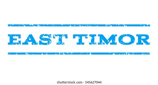 East Timor watermark stamp. Text caption between horizontal parallel lines with grunge design style. Rubber seal stamp with scratched texture. Vector blue color ink imprint on a white background.