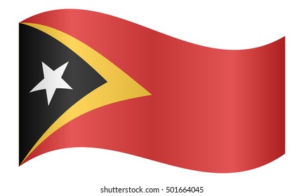 East Timorese national official flag. Patriotic symbol, banner, element, background. Correct colors. Flag of East Timor waving on white background, vector illustration