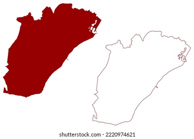 Eastbourne Town and borough (United Kingdom of Great Britain and Northern Ireland, ceremonial county East Sussex, England) map vector illustration, scribble sketch map