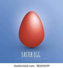 Easter 2016 - 27 March Sunday - Isolated Realistic Glossy Holiday Egg with Shadows on the Blue Background. Vector Element Graphic Design Illustration. Used Pure Material Colors.