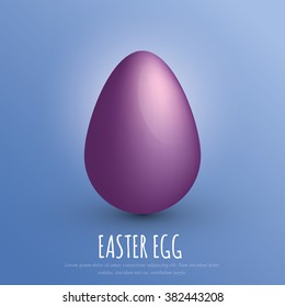 Easter 2016 - 27 March Sunday - Isolated Realistic Glossy Holiday Egg with Shadows on the Blue Background. Vector Element Graphic Design Illustration. Used Pure Material Colors.