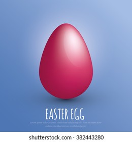 Easter 2016 - 27 March Sunday - Isolated Realistic Glossy Holiday Egg with Shadows on the Blue Background. Vector Element Graphic Design Illustration. Used Pure Material Colors.