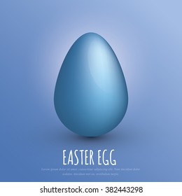 Easter 2016 - 27 March Sunday - Isolated Realistic Glossy Holiday Egg with Shadows on the Blue Background. Vector Element Graphic Design Illustration. Used Pure Material Colors.