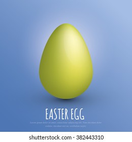 Easter 2016 - 27 March Sunday - Isolated Realistic Glossy Holiday Egg with Shadows on the Blue Background. Vector Element Graphic Design Illustration. Used Pure Material Colors.