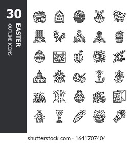 Easter 30 Conjuntos de iconos.Diseño de iconos para diseño web, aplicación móvil, sitio web y diseño gráfico. 