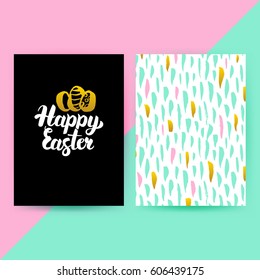 Easter 80s Funky Style Posters. Vector Illustration of Trendy Pattern Design with Handwritten Lettering.