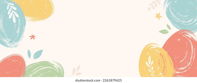 Easter abstract background. plants, eggs and flowers. Modern style design, pastel colors