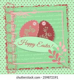Easter abstract background in scrapbook style with decorative elements. Vector illustration