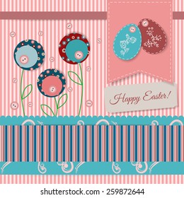 Easter abstract background in scrapbook style with decorative elements. Vector illustration
